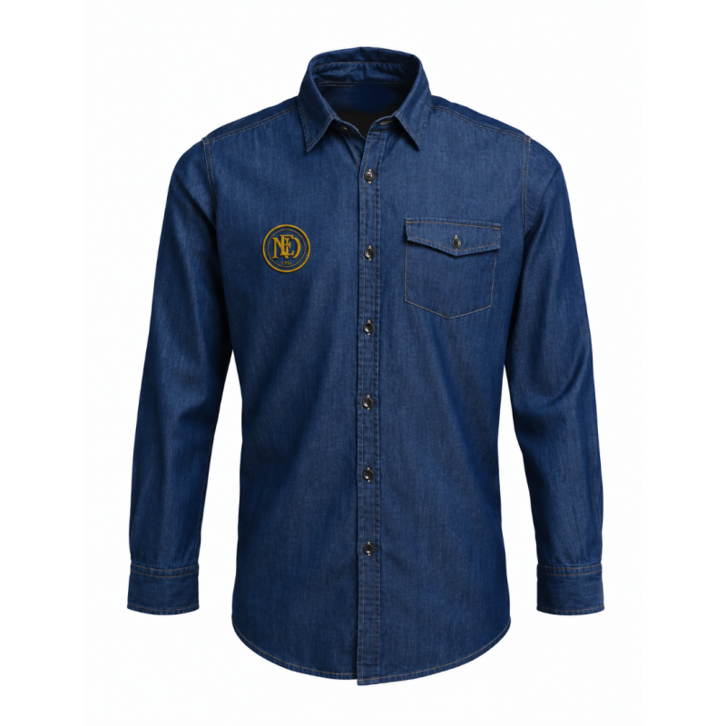 NEO FC ΑΝΔΡΙΚΟ ΠΟΥΚΑΜΙΣΟ ΜΕ ΚΕΝΤΗΜΕΝΟ ΛΟΓΟΤΥΠΟ BLUE DENIM